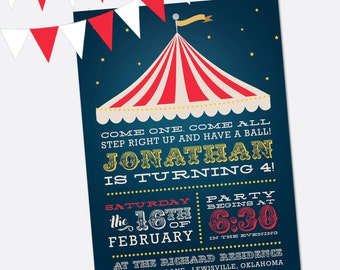 Circus Birthday Invitation, Circus Birthday Invitation, Circus Invitation, Circus Party Invitation printable circus birthday invitation DIY