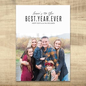 2018 New Years Card, Modern New Years Card, Photo New Years Card, Holiday card, Printable New Years Card - best year ever 2018