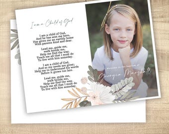 Baptism Program Template Modern Floral | Printable fold LDS Baptism  | Minimalist | Editable |  Instant Download | Printable 8.5 x 11