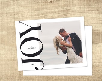 Modern Photo Christmas Card Template | JOY (Instant Download)