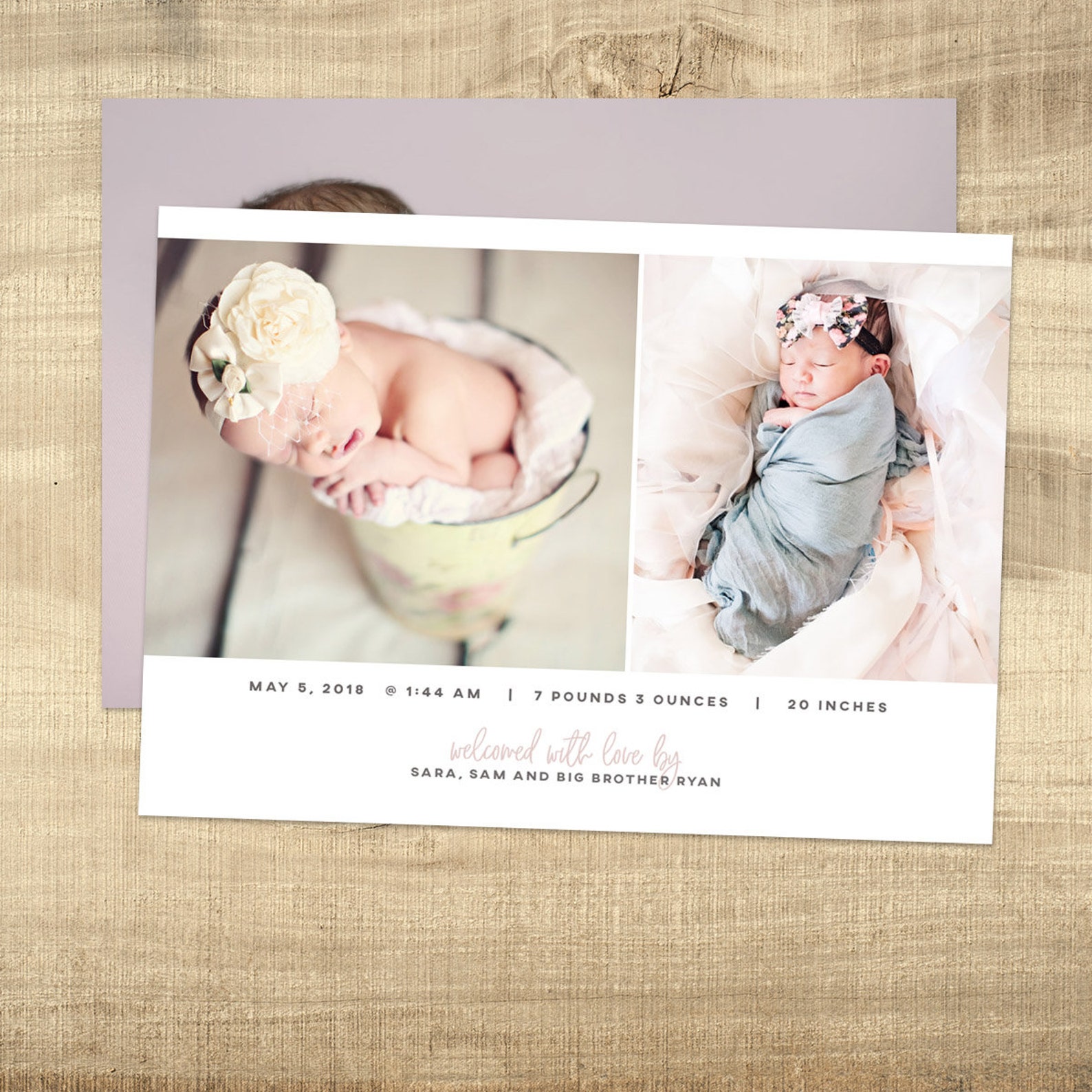 Birth announcement photo card photo birth announcement birth Etsy