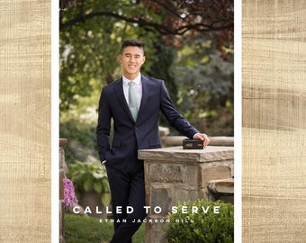 LDS Missionary Farewell invitation, Missionary invite, Photo card, Missionary announcement, Vertical missionary, card: PRINTABLE | Ethan