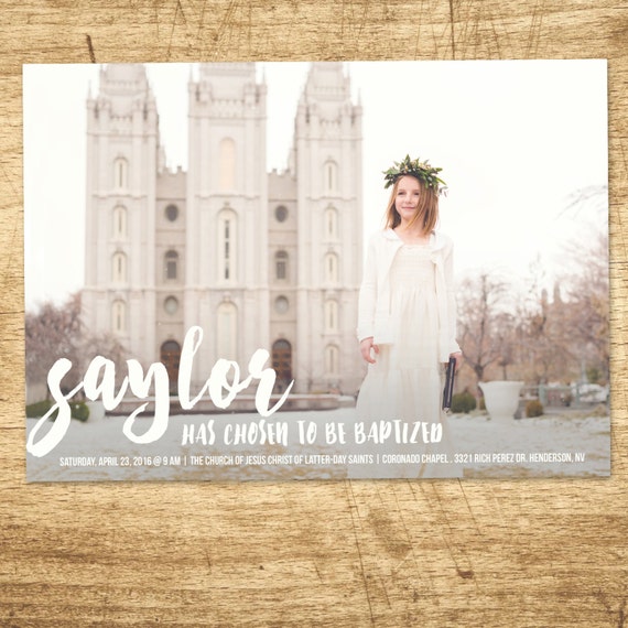 Lds Chrzest Zaproszenia Zaproszenia Chrzest Nowoczesne Etsy