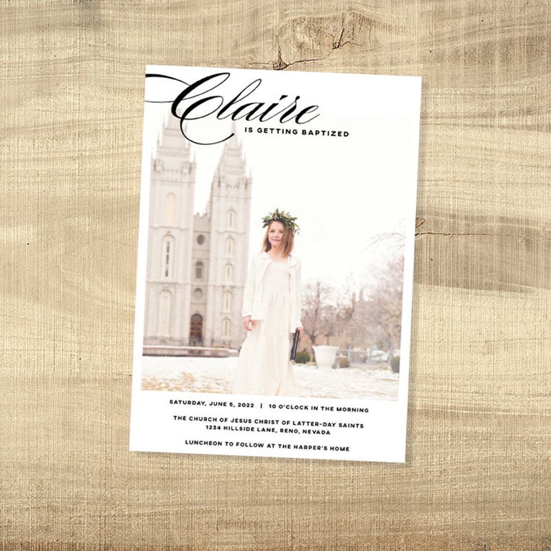 Baptism Announcement Invitation Template | Printable LDS Baptism Card ...