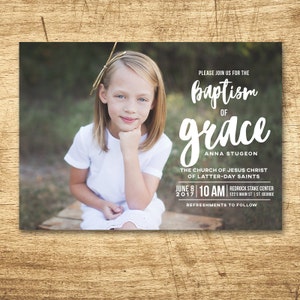 LDS Baptism Invitation - Modern Baptism Announcement, digital design, printable baptism announcement