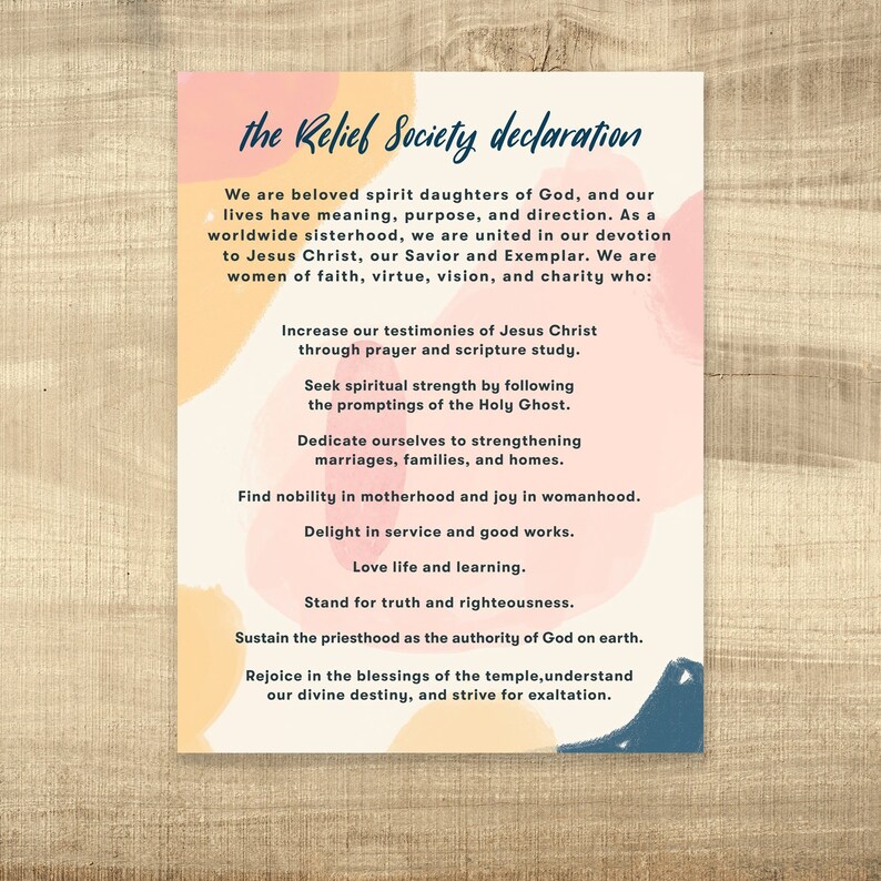 LDS Relief Society Declaration Printable Poster INSTANT | Etsy