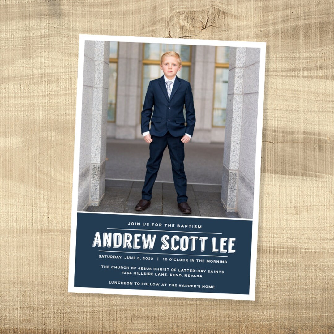 Baptism Announcement Invitation Template | Printable LDS Baptism Card ...