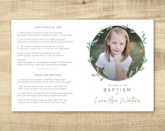 Modern LDS Baptism Program Template | Printable Baptism Card | Spring Floral design  | Editable |  Instant Download | Lana Program