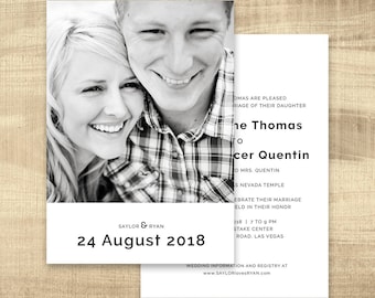 LDS Wedding Invitation, Photo wedding invitation, modern lds wedding, photo wedding invitations, temple wedding invitations: PRINTABLE