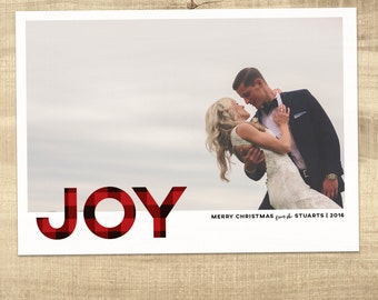 Buffalo Plaid Photo Christmas Card, Printable Holiday Card