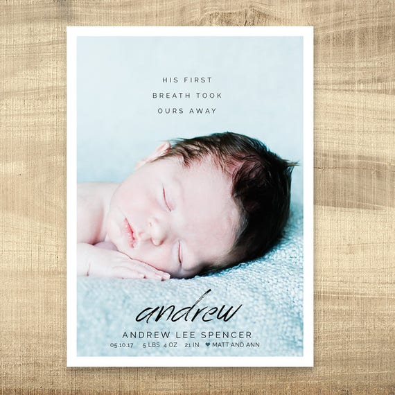 Baby birth announcement Baby boy birth announcement photo Etsy