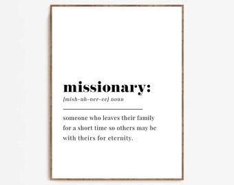 Missionary definition printable art | LDS Missionary modern poster art |  8x10, 11x14  | Instant Download | Eternal Family