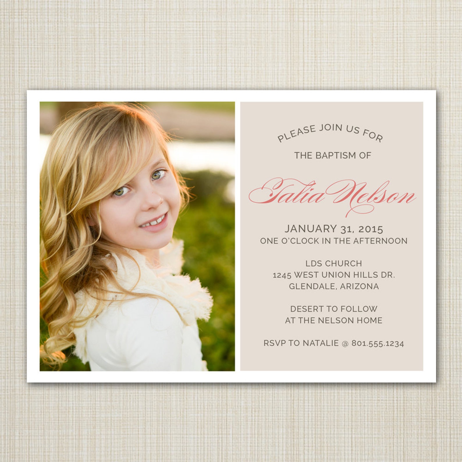 Lds Baptism Announcement / Invitation Etsy