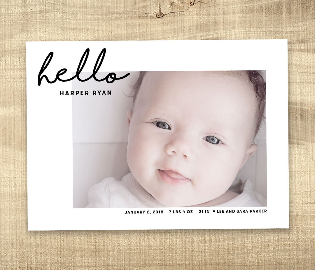 Birth Announcement Photo Card Photo Birth Announcement Etsy