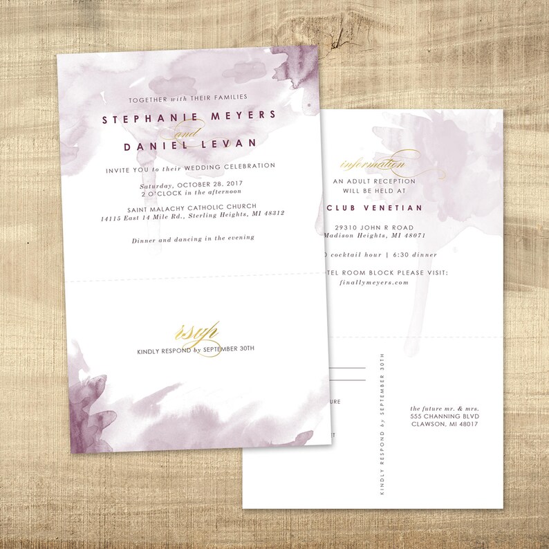 Custom wedding invitation with tear off perforated rsvp Etsy