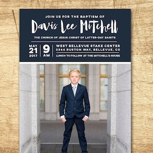 LDS Baptism Invitation - Modern Baptism Announcement, digital design, printable baptism announcement