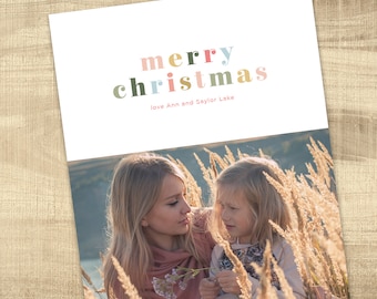 Christmas Photo Card - custom design holiday card digital file - Merry Christmas