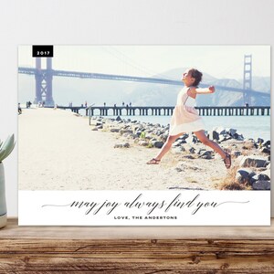 Modern Christmas photo card - Modern Holiday card - Printable, digital card - May Joy Always Find you - Customized Christmas card