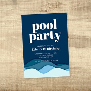 Pool Party Invitation | Editable Pool Party invitation download | School&#39;s Out Party Invitation | Instant Download Party Invitation