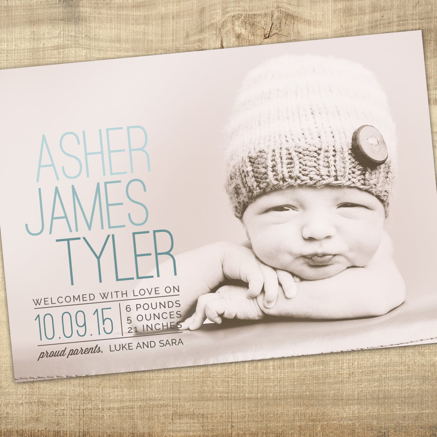 photo birth announcement, Baby announcement photo card, girl, boy, bi…