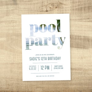 Summer Pool Party Invitation | Editable Pool Party invitation download | School&#39;s Out Party Invitation | Instant Download Party Invitation