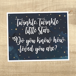 twinkle twinkle little star PRINTABLE ART - nursery wall Art - wall Decor, navy stars and moon print, INSTANT download - 16x20