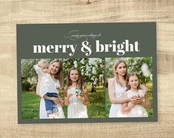 Photo Christmas Card | Photo Holiday Card Template | Greeting Card | Custom Christmas Card | Modern Digital Christmas | INSTANT DOWNLOAD