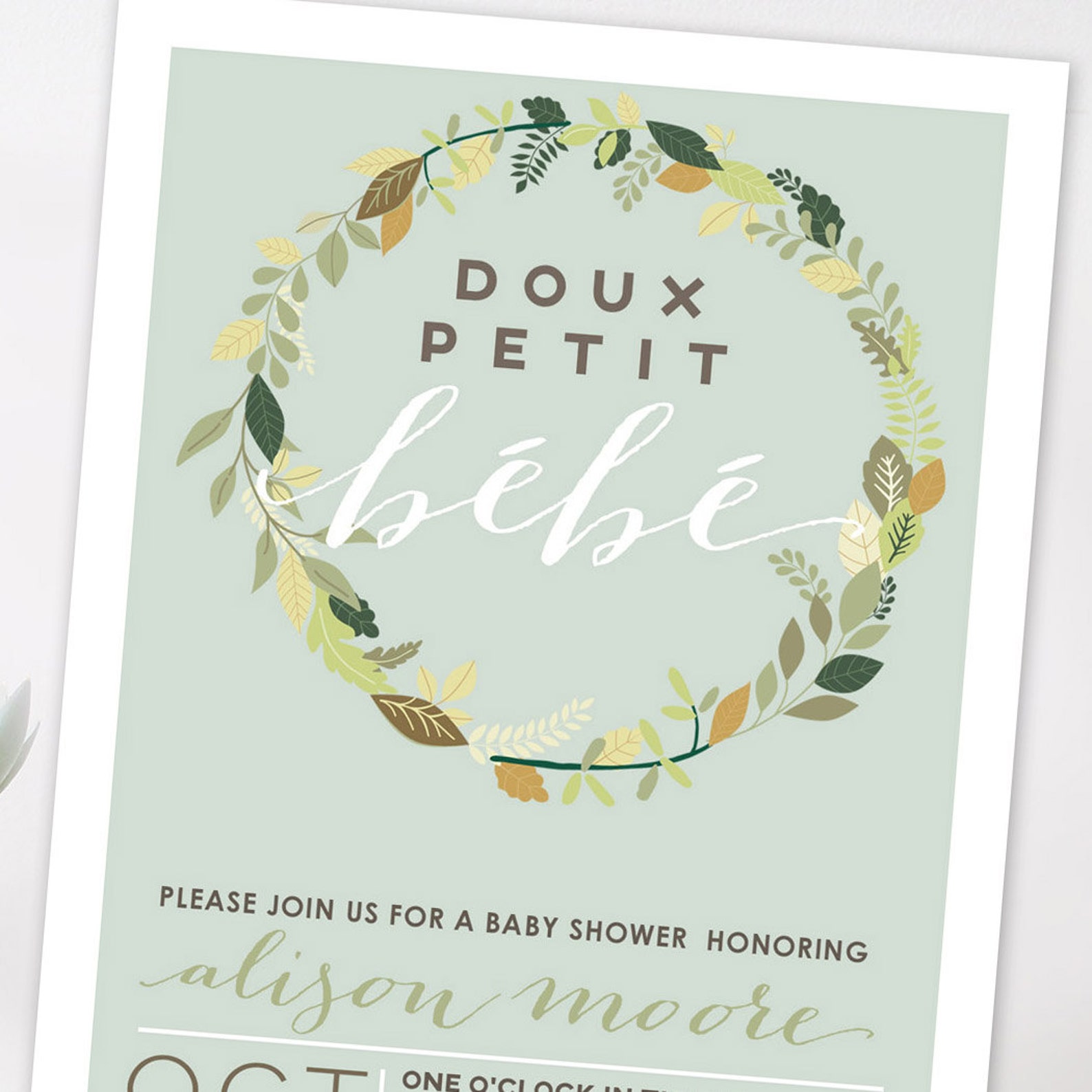 French theme Baby Shower Invitation Petit bebe Modern Baby Etsy