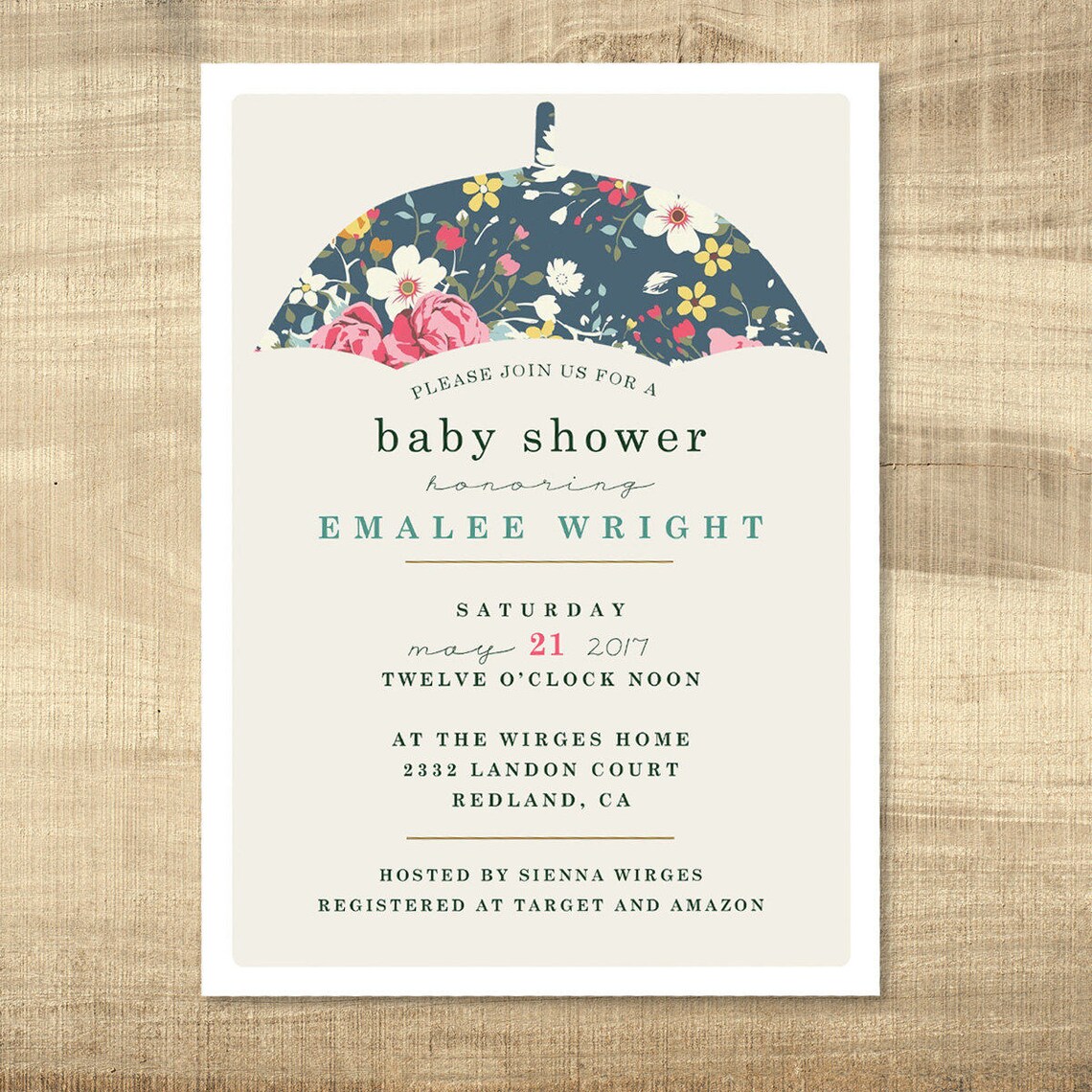 Vintage Umbrella Baby Shower Invitation Floral Baby Shower Etsy