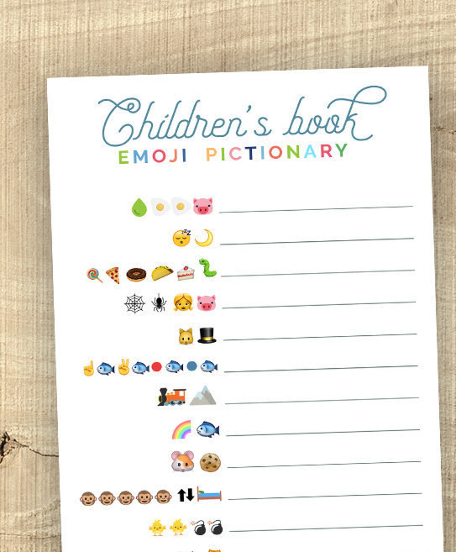 Baby Shower Game Children's Book Game Emoji Book Game DIY Etsy