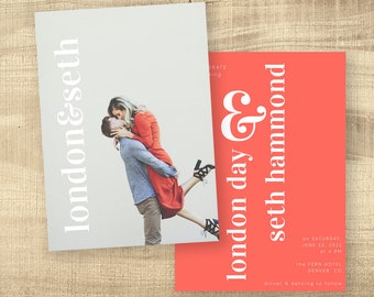 Bright Wedding Invitation with Photo Download |  Modern, Minimalist Invitation Template | Wedding Invite with RSVP | London Simple