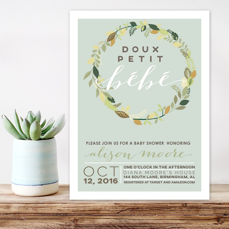 French theme Baby Shower Invitation Petit bebe Modern Baby Etsy