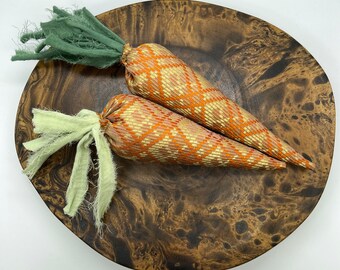 Carrot pair made from repurposed necktie plush stuffed