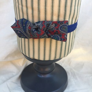 Repurposed necktie and elastic headband upcycled