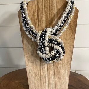 Black white gray knotted necklace statement necklace