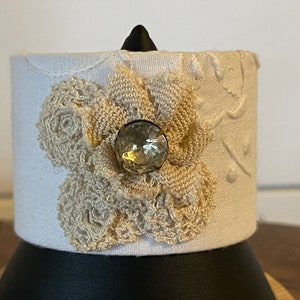 Vintage linen doily button cuff bracelet