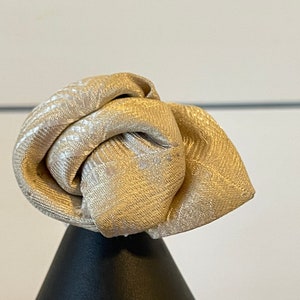 Cream off white patterned repurposed vintage necktie brooch, lapel pin, hat pin, boutonnière