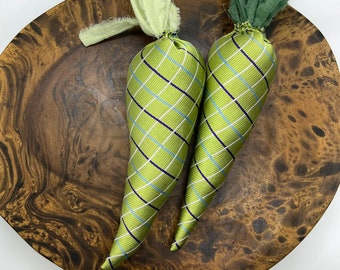 Carrot pair made from repurposed necktie plush stuffed
