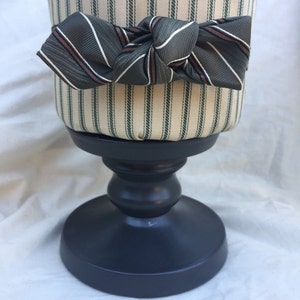 Green striped repurposed necktie and elastic headband