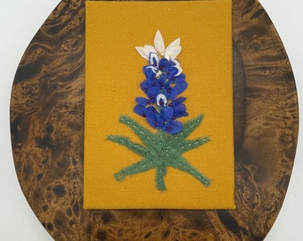 Bluebonnet flower fiber art embroidery