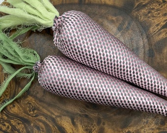 Carrot pair made from repurposed necktie plush stuffed