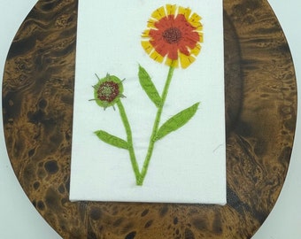 Indian Blanket flower fiber art embroidery