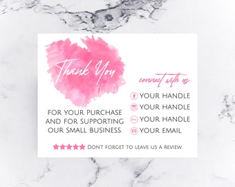 Splash Watercolor Thank You For Your Order Cards, Thank You For Your Business Cards, Order Enclosures, Small Business Supplies