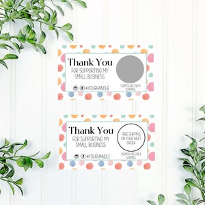 PRINTED- Customized Polka Dot Scratch Off Cards, Discount Cards, Customer Gift, Customer Appreciation