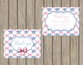 25 PRINTED Grandmillennial , Coquette Bow and Floral Thank You For Your Business Card, Care Instruction Card-Business Thank You