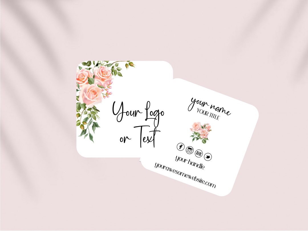Printed-pink Roses Social Media Cards, Thank You for Your Order Cards ...