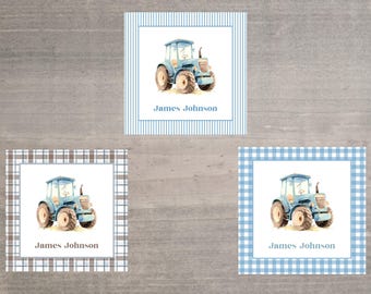 PRINTED-Watercolor Tractor Enclosure Card, Calling Cards, Gift Cards, Gift Tags, Different Border Options- 24 Cards
