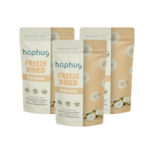 HapHug - Freeze Dried Banana Triple Pack (1.05 Ozx3),Freeze Dried Banana, Banan Chips, Banana Snacks, Banana Fruit, Healthy Backpacking Food