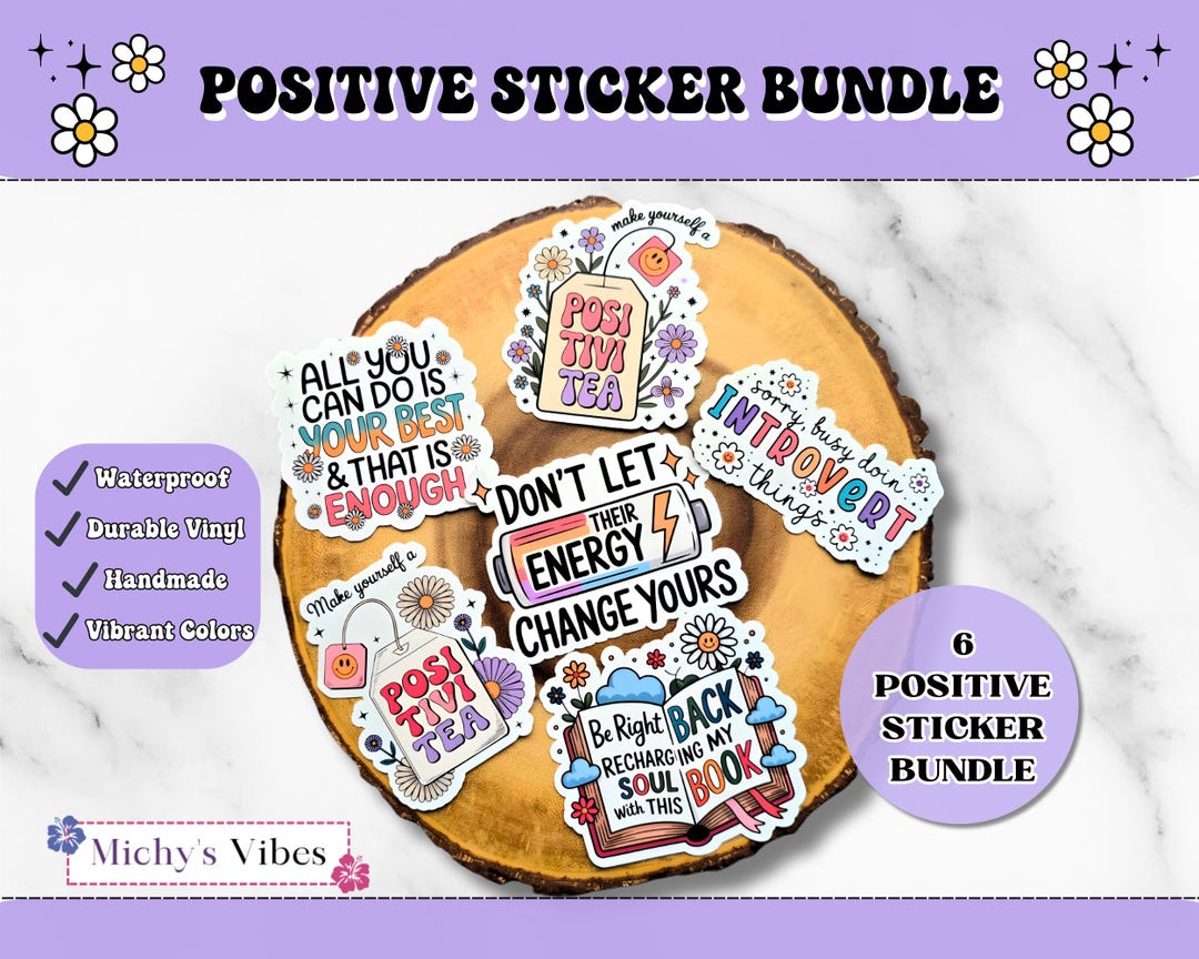 6 Motivational Affirmation Sticker Bundle | Waterproof Vinyl Decals for ...