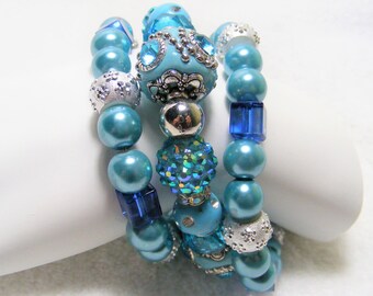 Teal 3pc Stretch Bracelet Set